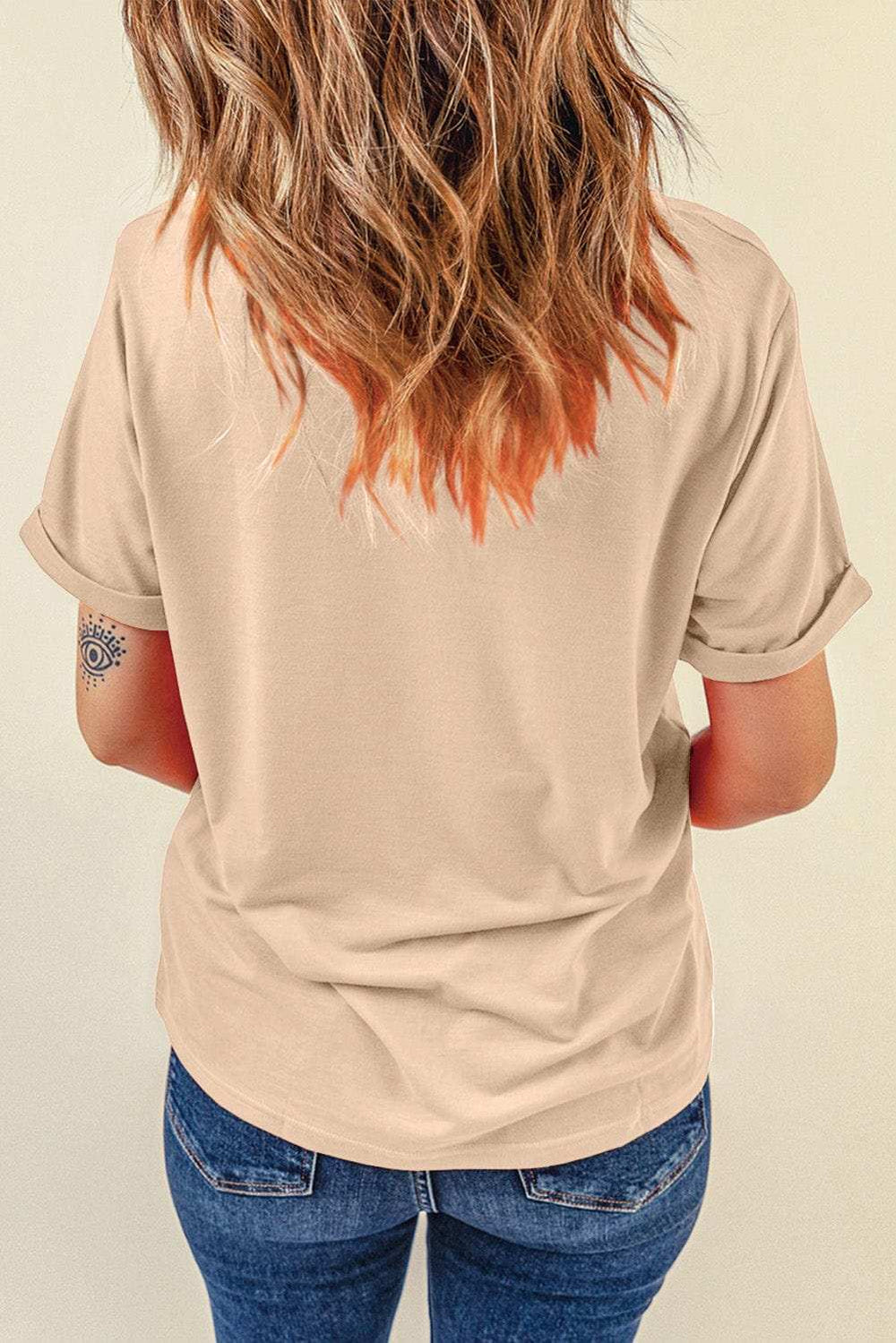 Letter Graphic Round Neck Short Sleeve T-Shirt - Trendsi - Flyclothing LLC