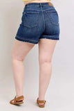 Judy Blue Full Size High Waist Tummy Control Destroy Release Hem Denim Shorts Plus Size - Trendsi - Flyclothing LLC