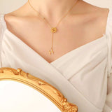 18K Gold-Plated Titanium Steel Letter Pendant Necklace - Trendsi - Flyclothing LLC