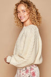 POL Cable Knit Cutout Long Sleeve Sweater - Trendsi