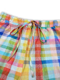 Tied Contrast Plaid Pants with Pockets - Trendsi