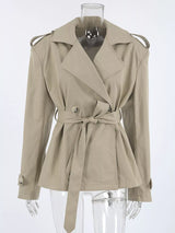 Chic Double-Breasted Belted Trench Coat - Trendsi - Flyclothing LLC