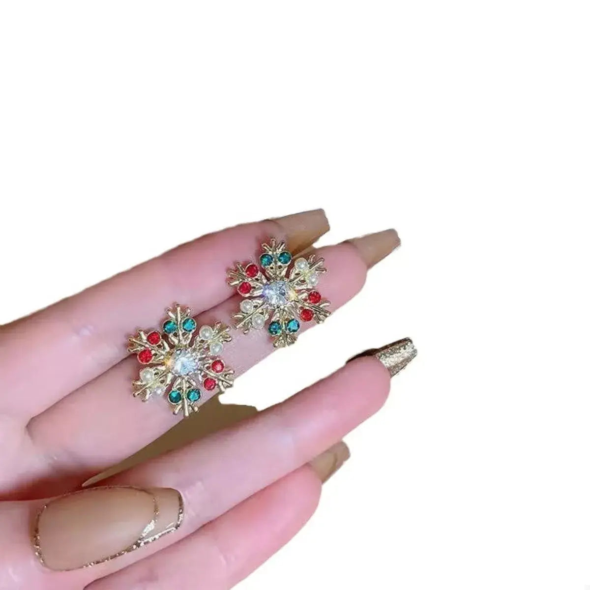 18K Gold-Plated Snowflake Stud Earrings - Trendsi - Flyclothing LLC