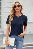 Round Neck Short Sleeve T-Shirt - Trendsi - Flyclothing LLC