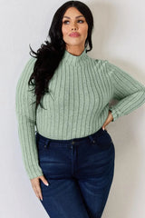 Basic Bae Full Size Ribbed Mock Neck Long Sleeve T-Shirt - ShopBasicbae - Flyclothing LLC