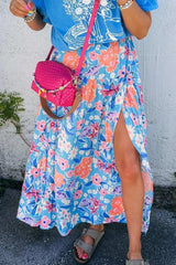 Floral Printed High Waist Split Skirt - Trendsi - Flyclothing LLC