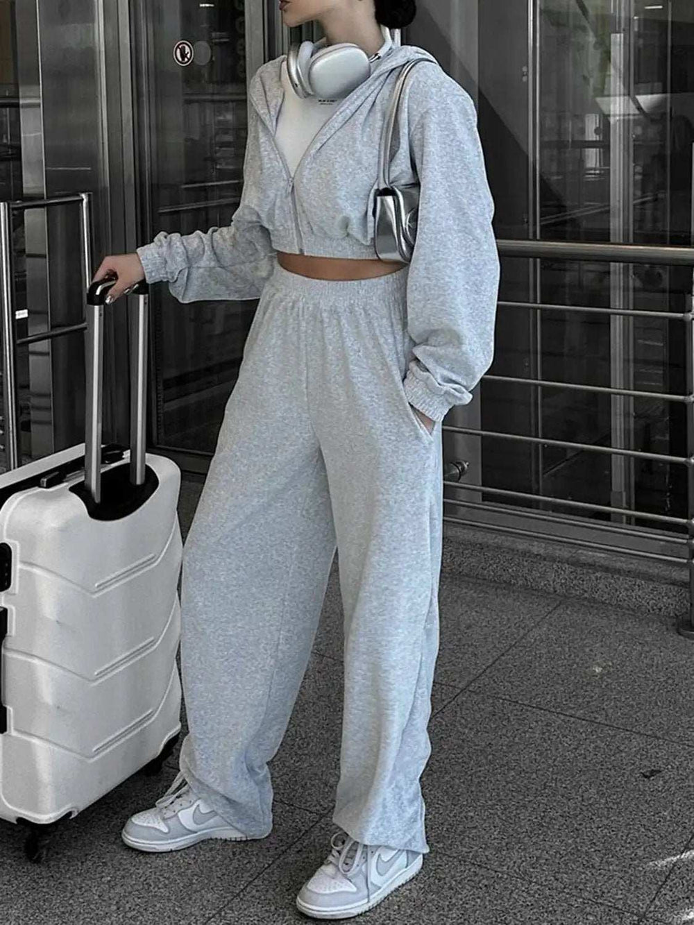 Zip Up Hoodie and Pocketed Pants Set - Trendsi - Flyclothing LLC