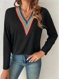 V-Neck Long Sleeve T-Shirt - Trendsi