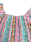 Ruffled Striped Long Sleeve Dress - Trendsi