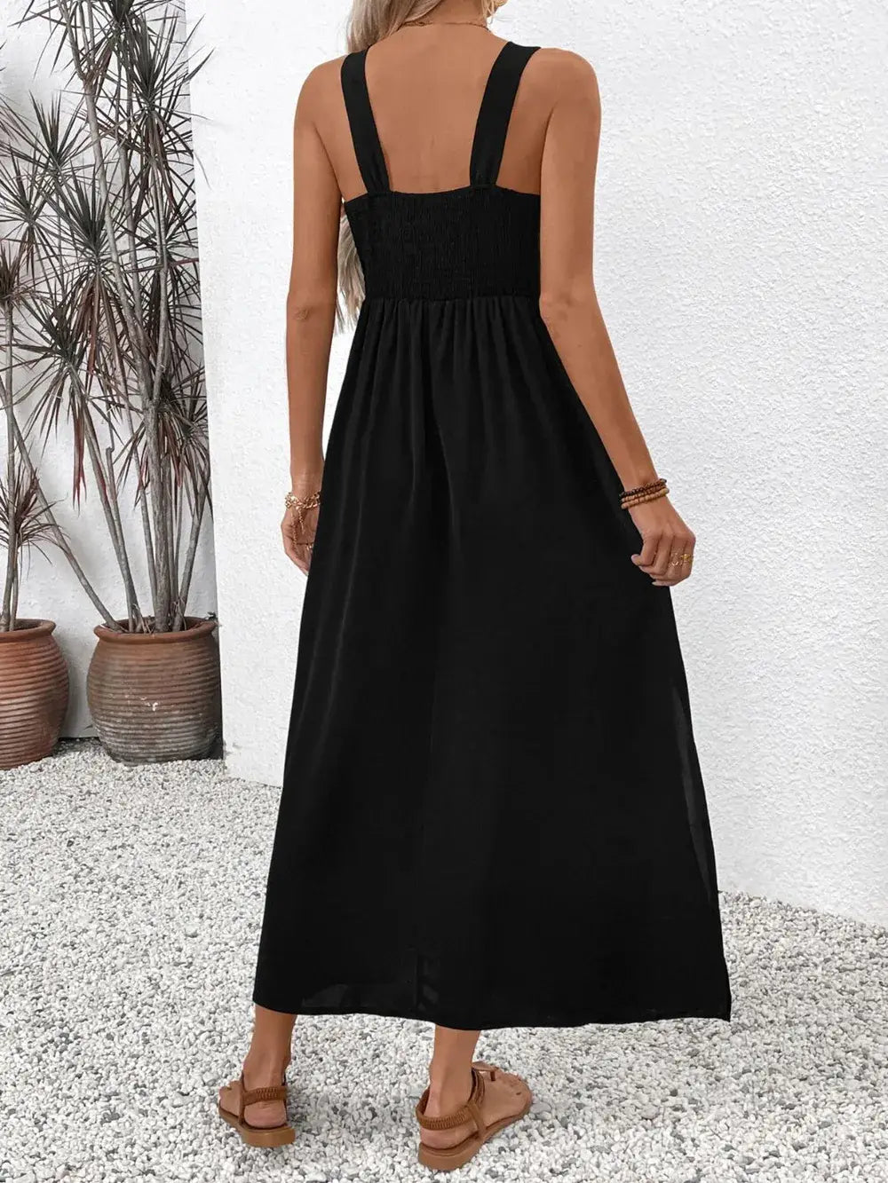 Perfee Embroidered Floral Side Slit Sleeveless Midi Dress - Trendsi - Flyclothing LLC