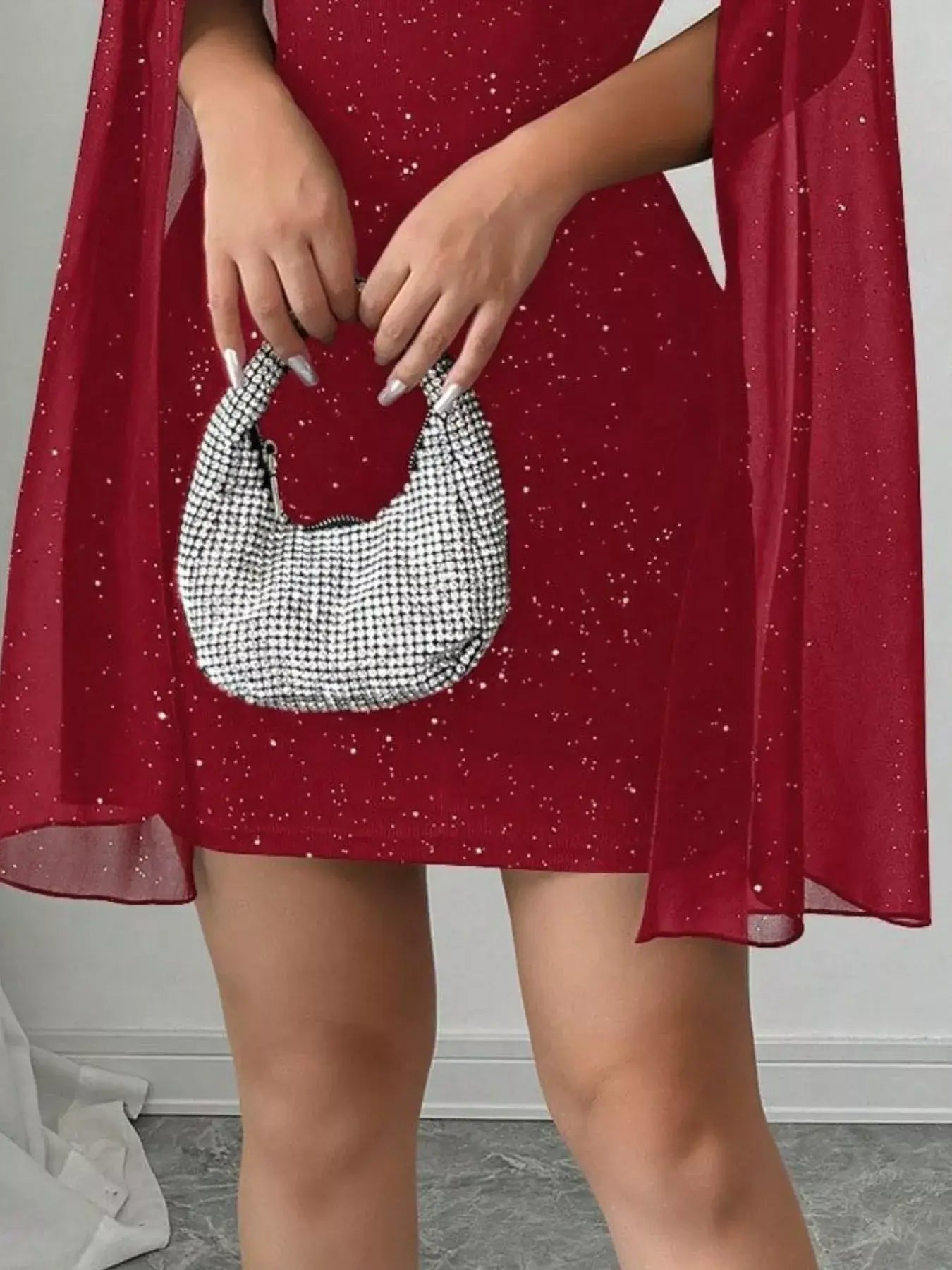 Cutout Bodycon Mini Dress with Cape Sleeves - Trendsi - Flyclothing LLC