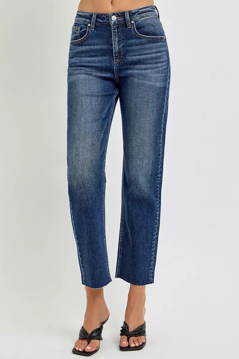 RISEN High Rise Slim Barrel Jeans - Trendsi - Flyclothing LLC