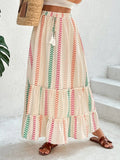 Frill Printed Maxi Skirt - Trendsi
