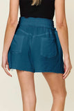 Double Take Full Size Texture Raw Trim Drawstring Shorts - Trendsi - Flyclothing LLC