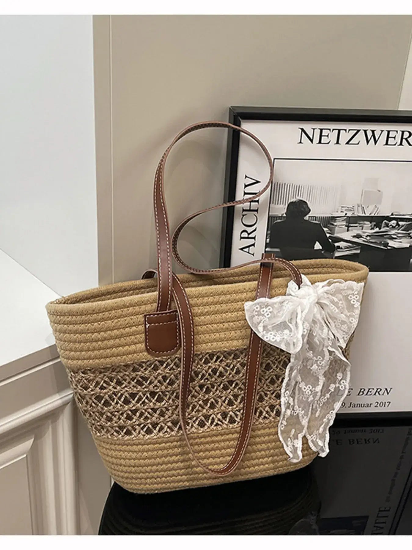 Woven Straw Shoulder Bag - Trendsi - Flyclothing LLC