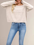 Round Neck Dropped Shoulder Sweater - Trendsi - Flyclothing LLC