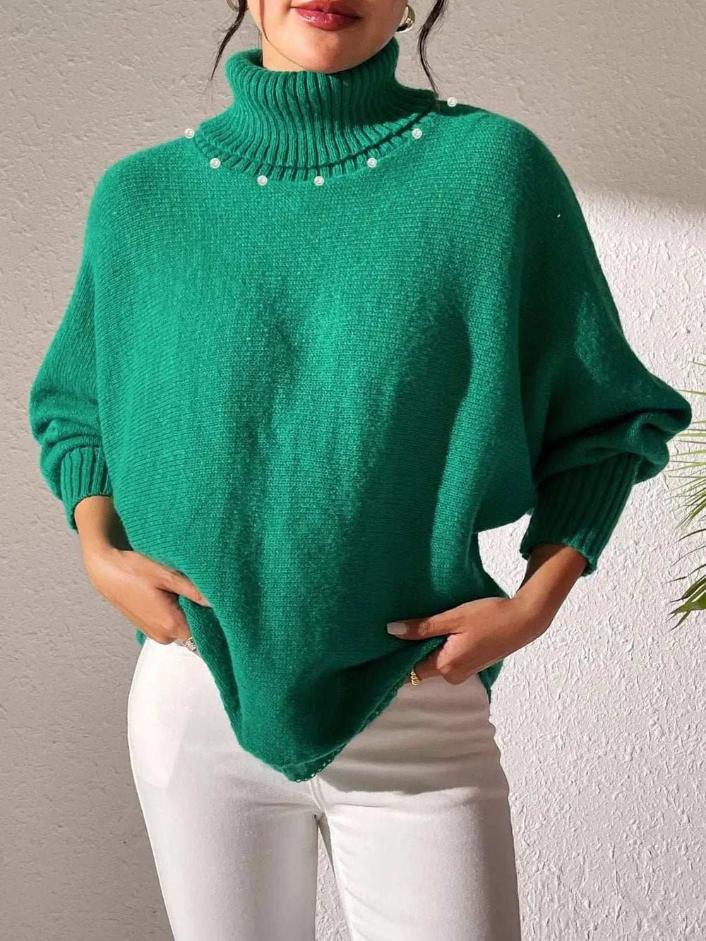 Turtleneck Long Sleeve Sweater - Trendsi - Flyclothing LLC