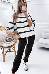 Striped Round Neck Long Sleeve Top and Pants Set - Trendsi - Flyclothing LLC