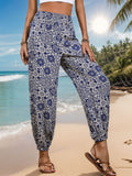 Printed Elastic Waist Pants - Trendsi