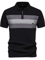 Men's Collared Neck Striped Texture Knit Polo - Trendsi - Flyclothing LLC