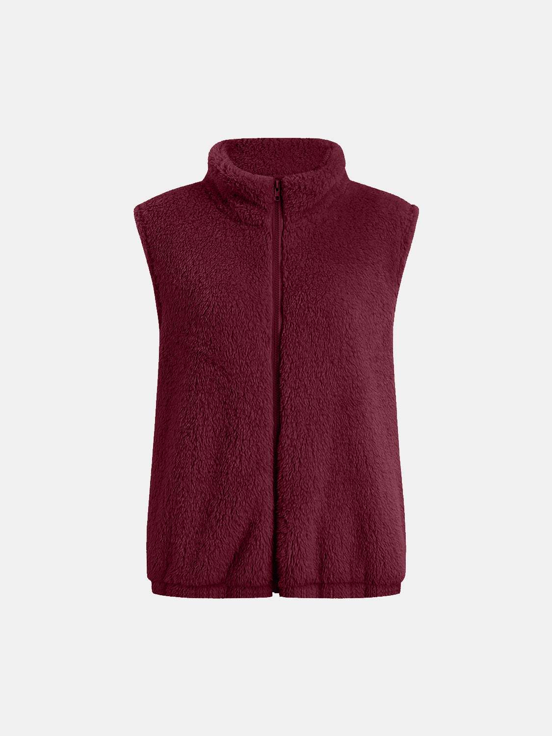 Full Size Fuzzy Zip Up Vest Coat with Pockets - Trendsi - Flyclothing LLC
