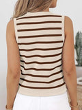 Striped V-Neck Knit Vest - Trendsi - Flyclothing LLC