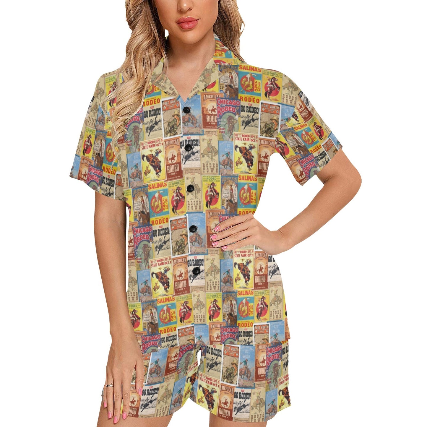 Baha Ranch Vintage Rodeo Poster Women's Western Pajama Set