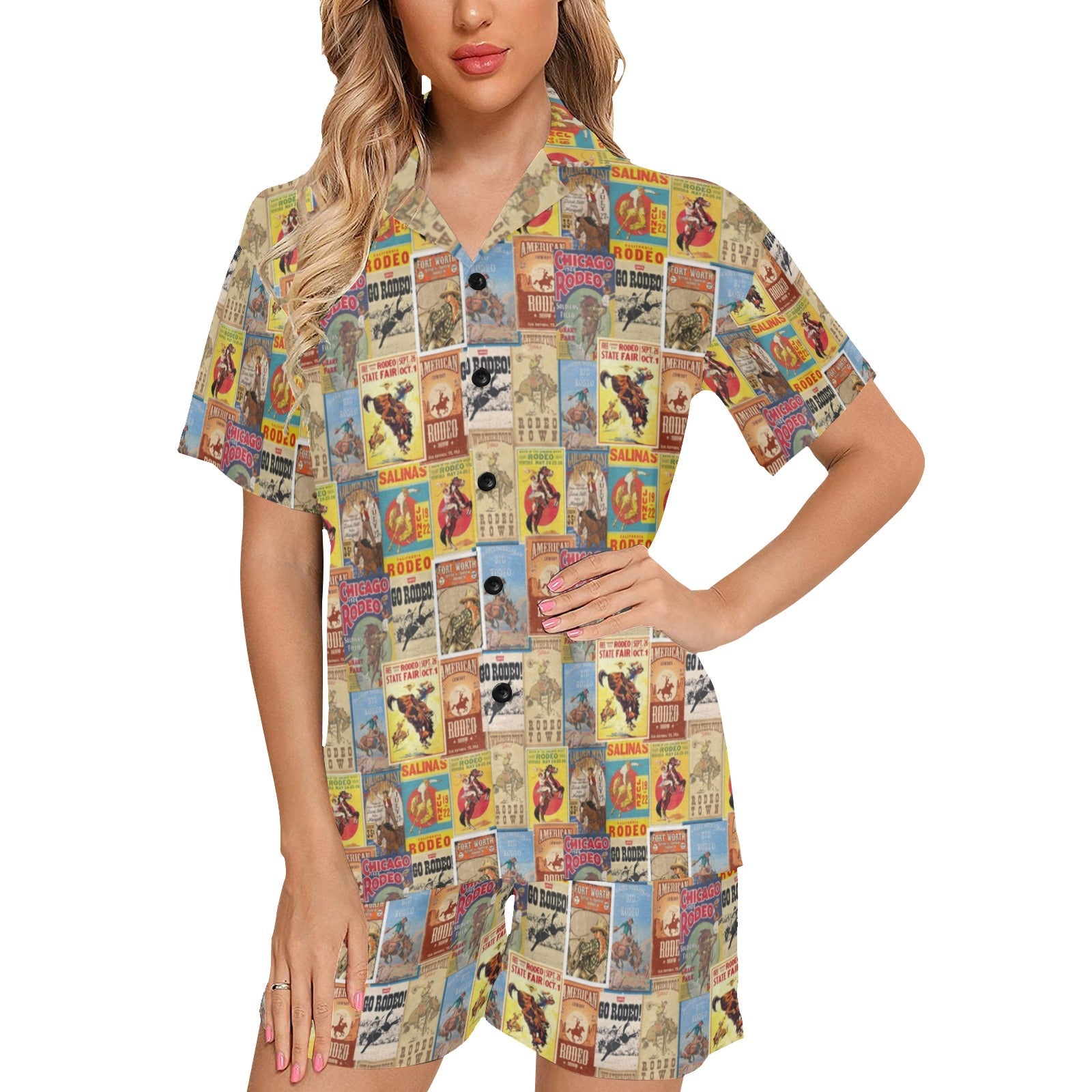 Baha Ranch Vintage Rodeo Poster Women's Western Pajama Set