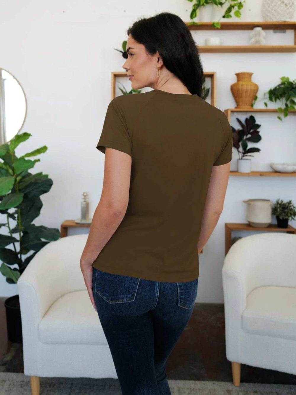 Round Neck Short Sleeve T-Shirt - Trendsi - Flyclothing LLC