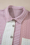 Color Block Houndstooth Collared Neck Shacket - Trendsi - Flyclothing LLC