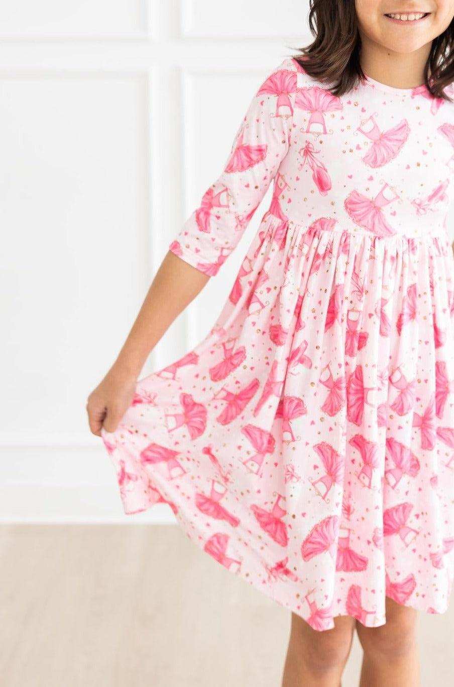 Pirouette 3/4 Sleeve Pocket Twirl Dress - Mila & Rose ® - Flyclothing LLC