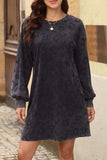 Leopard Round Neck Long Sleeve Dress - Trendsi - Flyclothing LLC