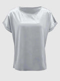 Round Neck Short Sleeve T-Shirt - Trendsi - Flyclothing LLC