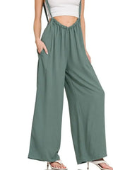 Zenana Woven Tie Back Suspender Jumpsuit - Trendsi - Flyclothing LLC