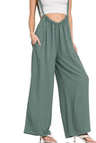 Zenana Woven Tie Back Suspender Jumpsuit - Trendsi