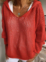 Openwork Long Sleeve Hooded Knit Cover Up - Trendsi - Flyclothing LLC
