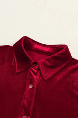 Ruched Button Up Collared Neck Long Sleeve Shirt Dress - Trendsi - Flyclothing LLC
