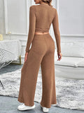 Perfee Surplice Long Sleeve Top and Pants Set - Trendsi