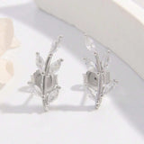 925 Sterling Silver Zircon Leaf Shape Earrings - Trendsi - Flyclothing LLC