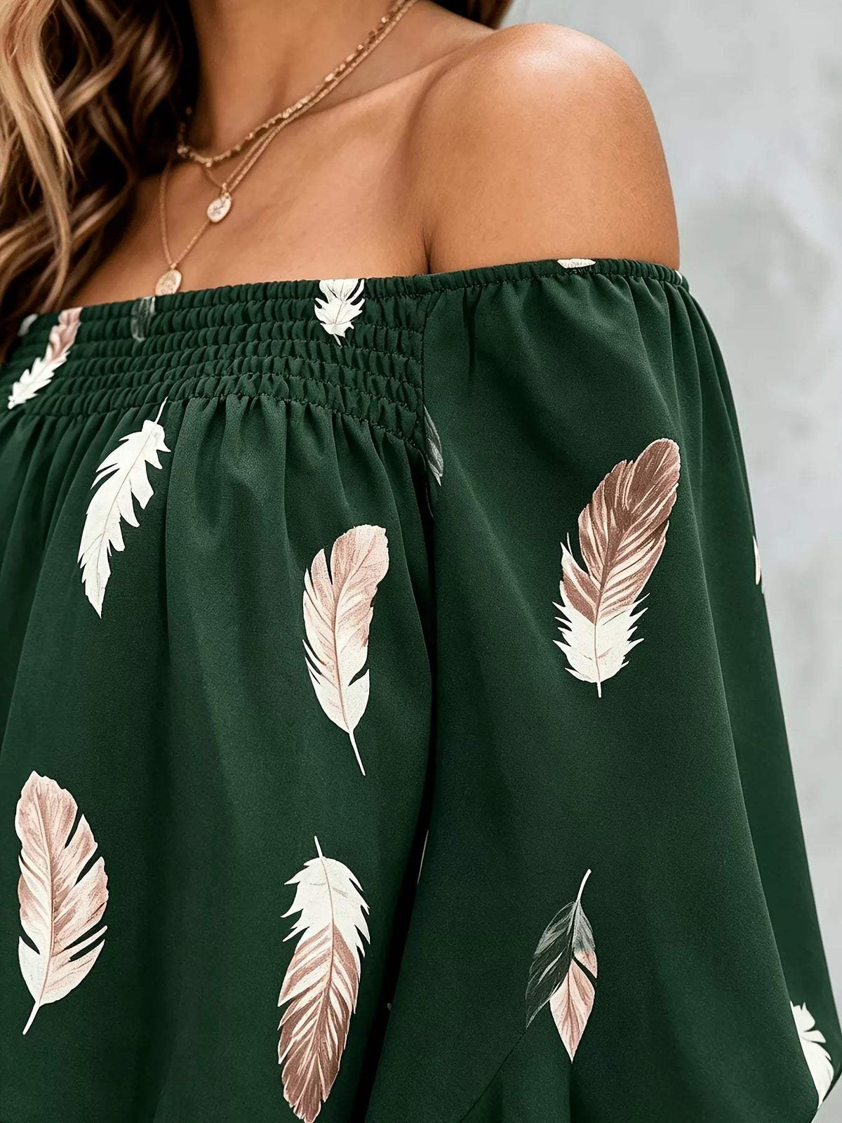 Printed Off Shoulder Blouse - Trendsi - Flyclothing LLC