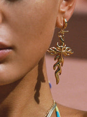 18K Gold-Plated Stainless Steel Cross Earrings - Trendsi