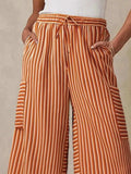Contrast Striped Wide leg Pants - Trendsi - Flyclothing LLC
