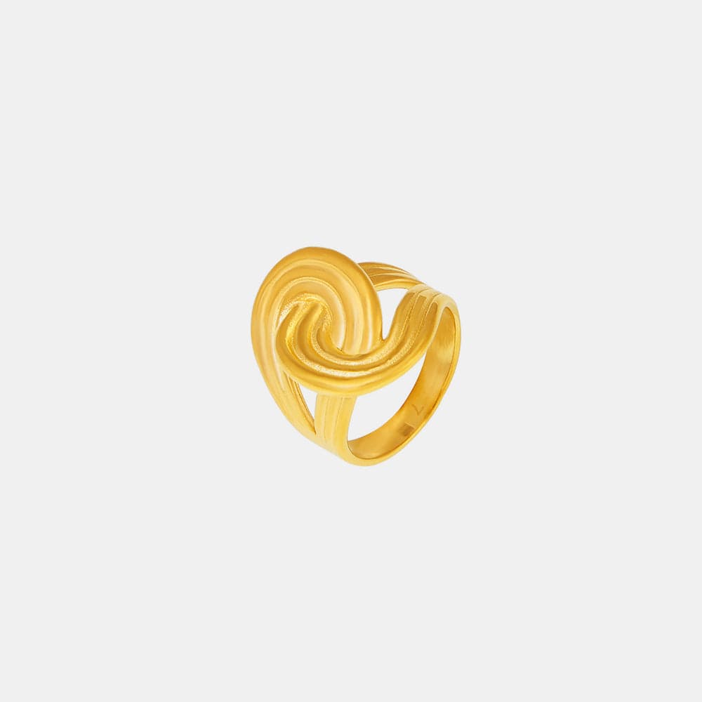 18K Gold-Plated Twisted Ring - Trendsi