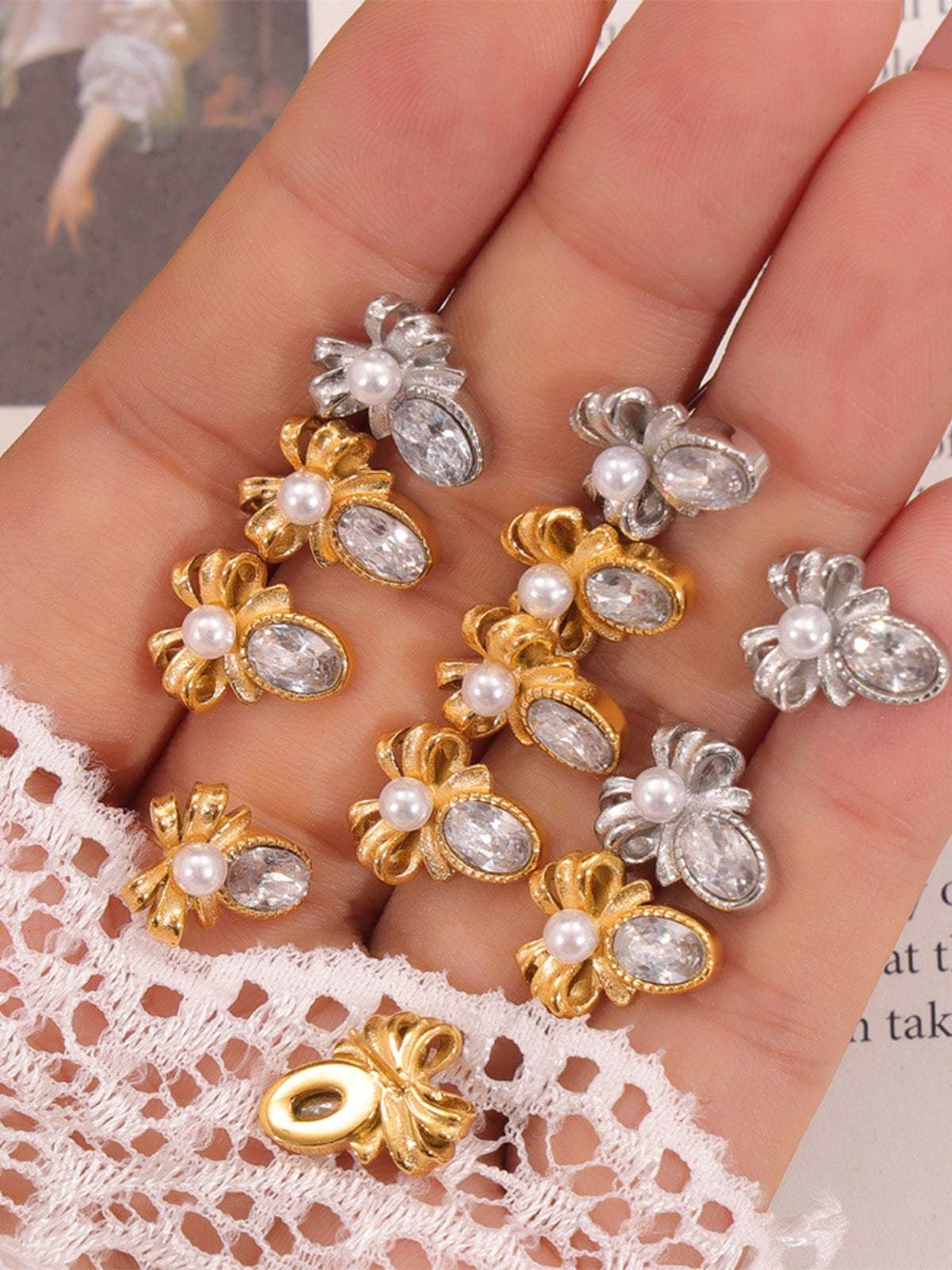 Titanium Steel Bow Stud Earrings - Trendsi - Flyclothing LLC