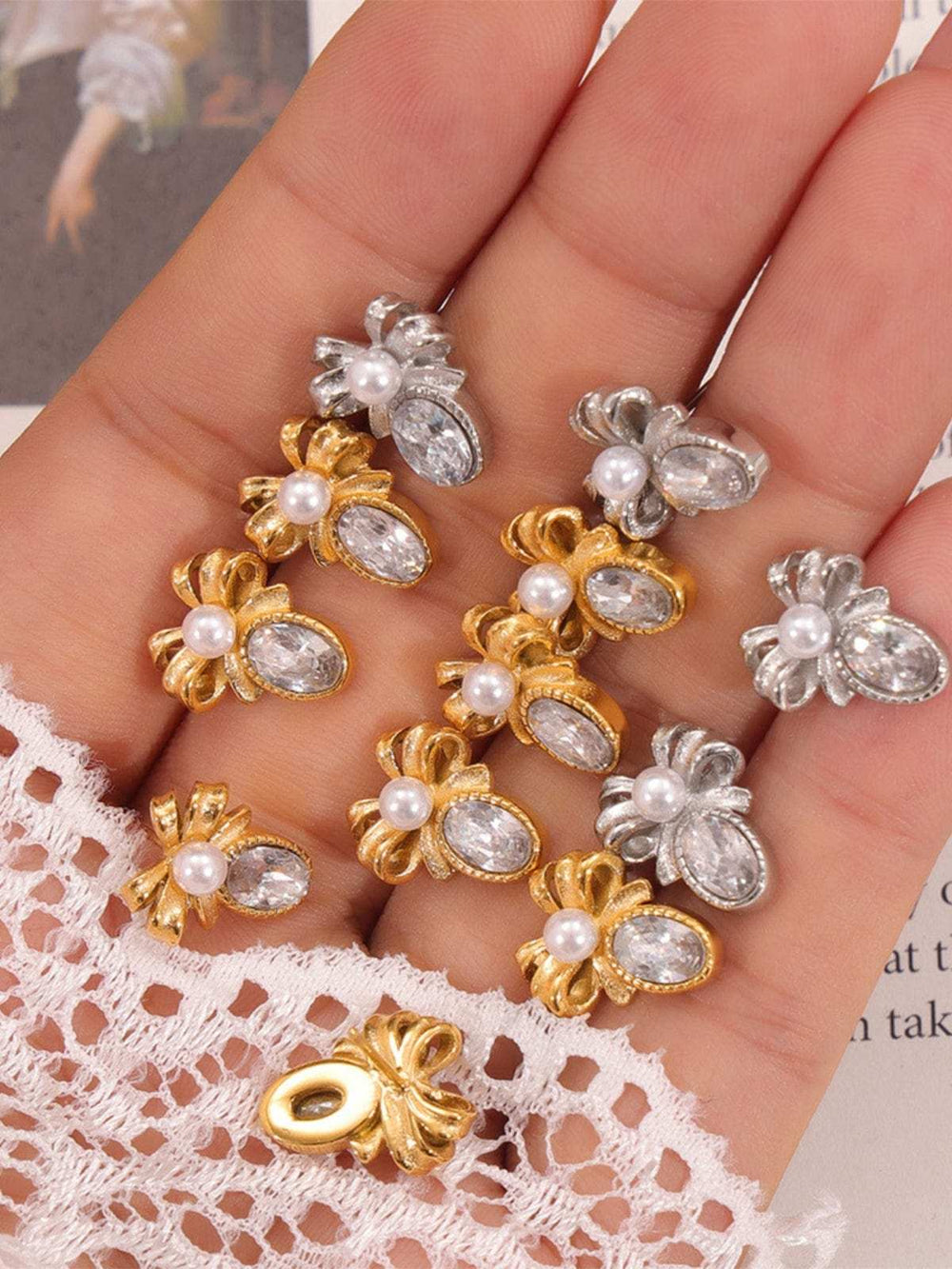 Titanium Steel Bow Stud Earrings - Trendsi - Flyclothing LLC