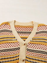 Vintage Patterned Button-Down Cardigan - Trendsi - Flyclothing LLC