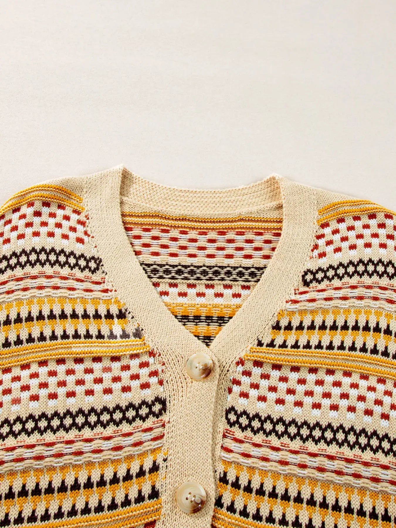Vintage Patterned Button-Down Cardigan - Trendsi - Flyclothing LLC