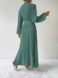 Tie Waist Long Sleeve Dress - Trendsi