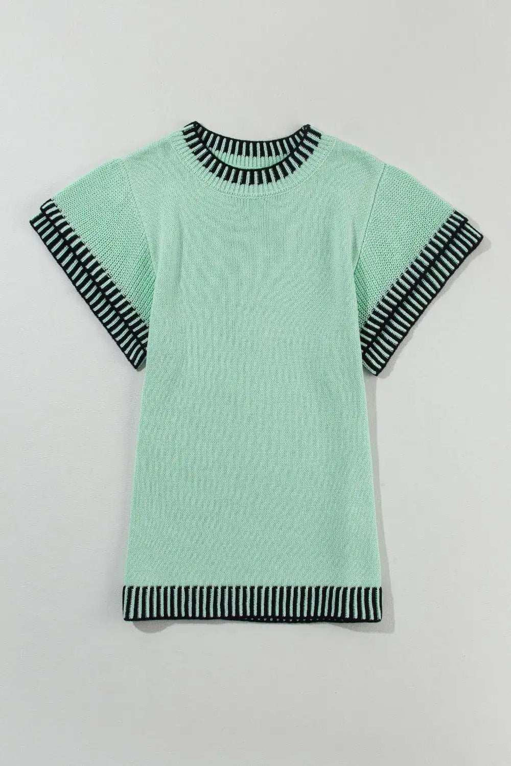 Round Neck Short Sleeve Knit Top - Trendsi - Flyclothing LLC