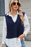 Cable-Knit V-Neck Sweater Vest - Trendsi - Flyclothing LLC